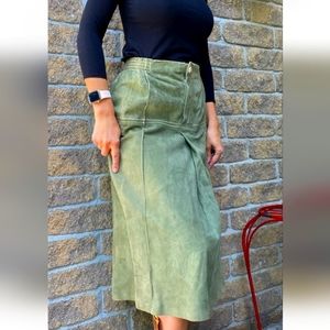 Gorgeous Green-Sage Suede Skirt